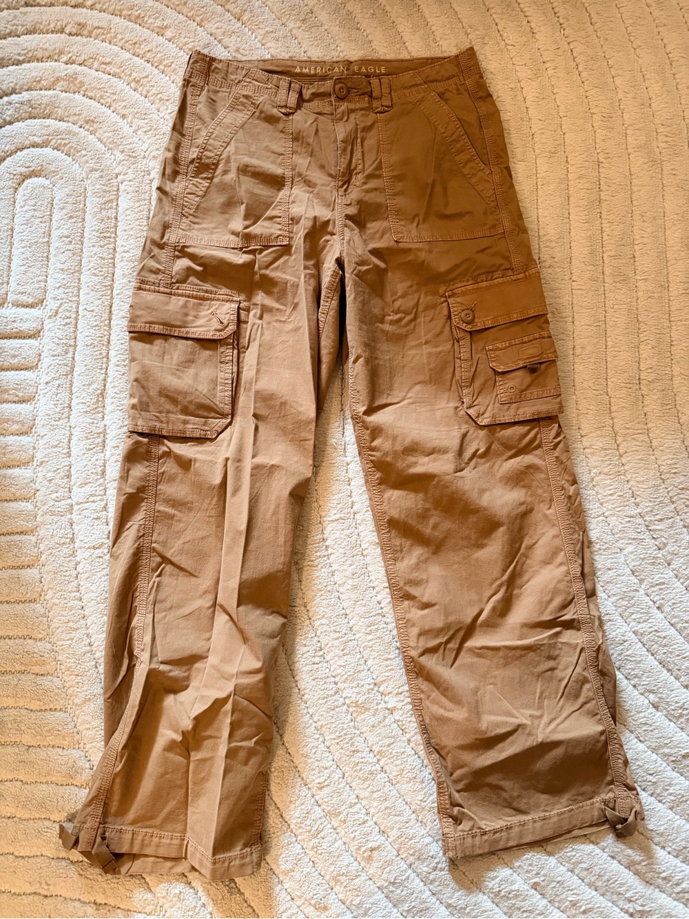 American Eagle Outfitters Men’s Tan Cargo Pants with Multi-Pockets